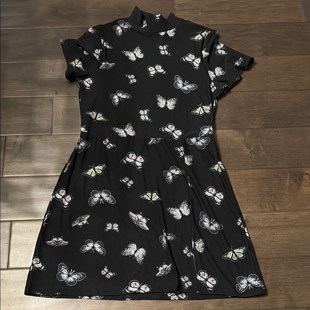 Streetwear Society Black Butterfly Print Dress, Girls XL